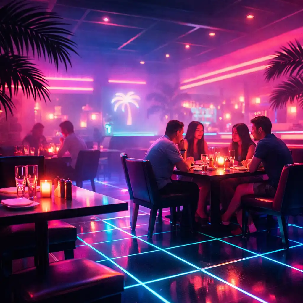 Neon éttermi hangulat