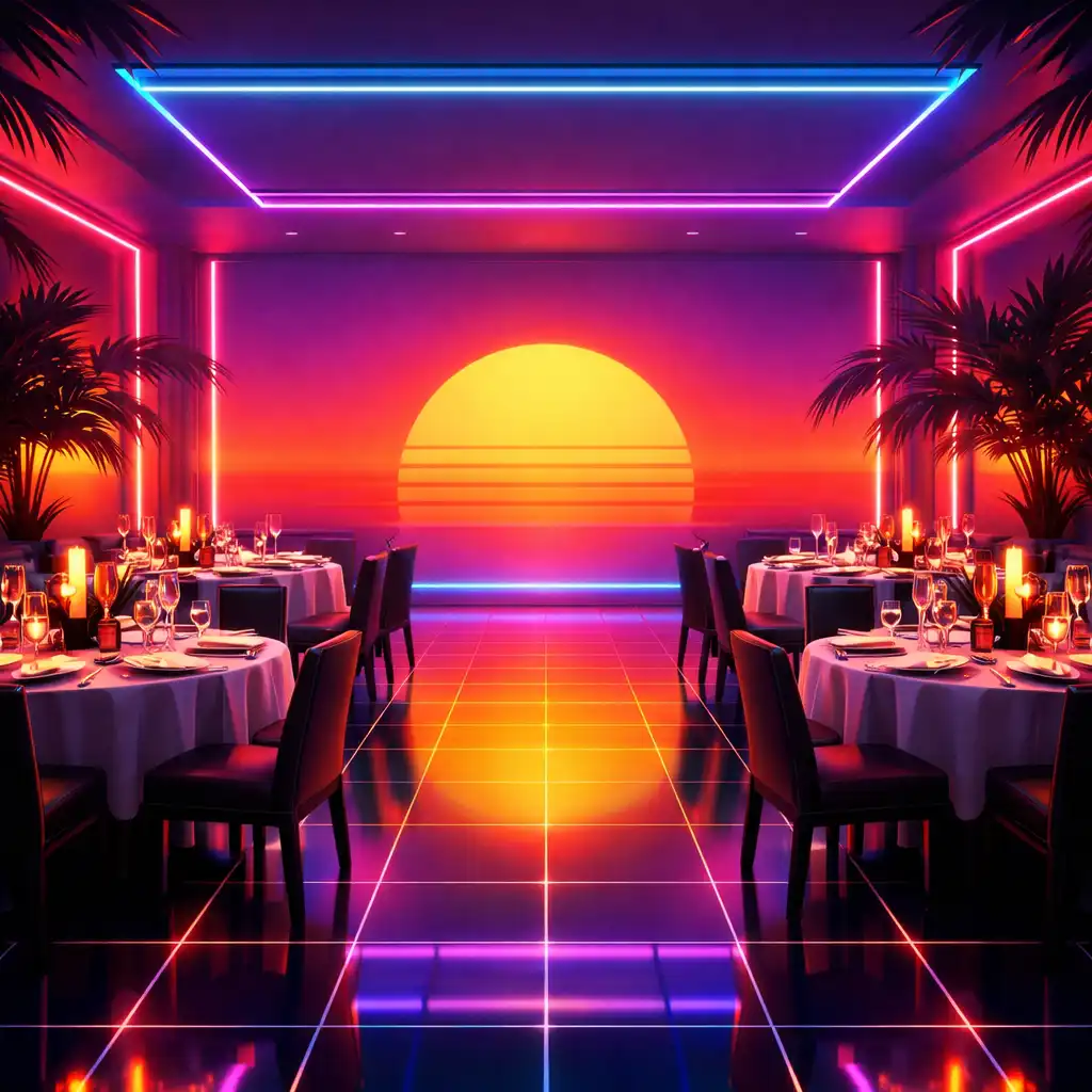 Privát vacsora hangulat neon térben